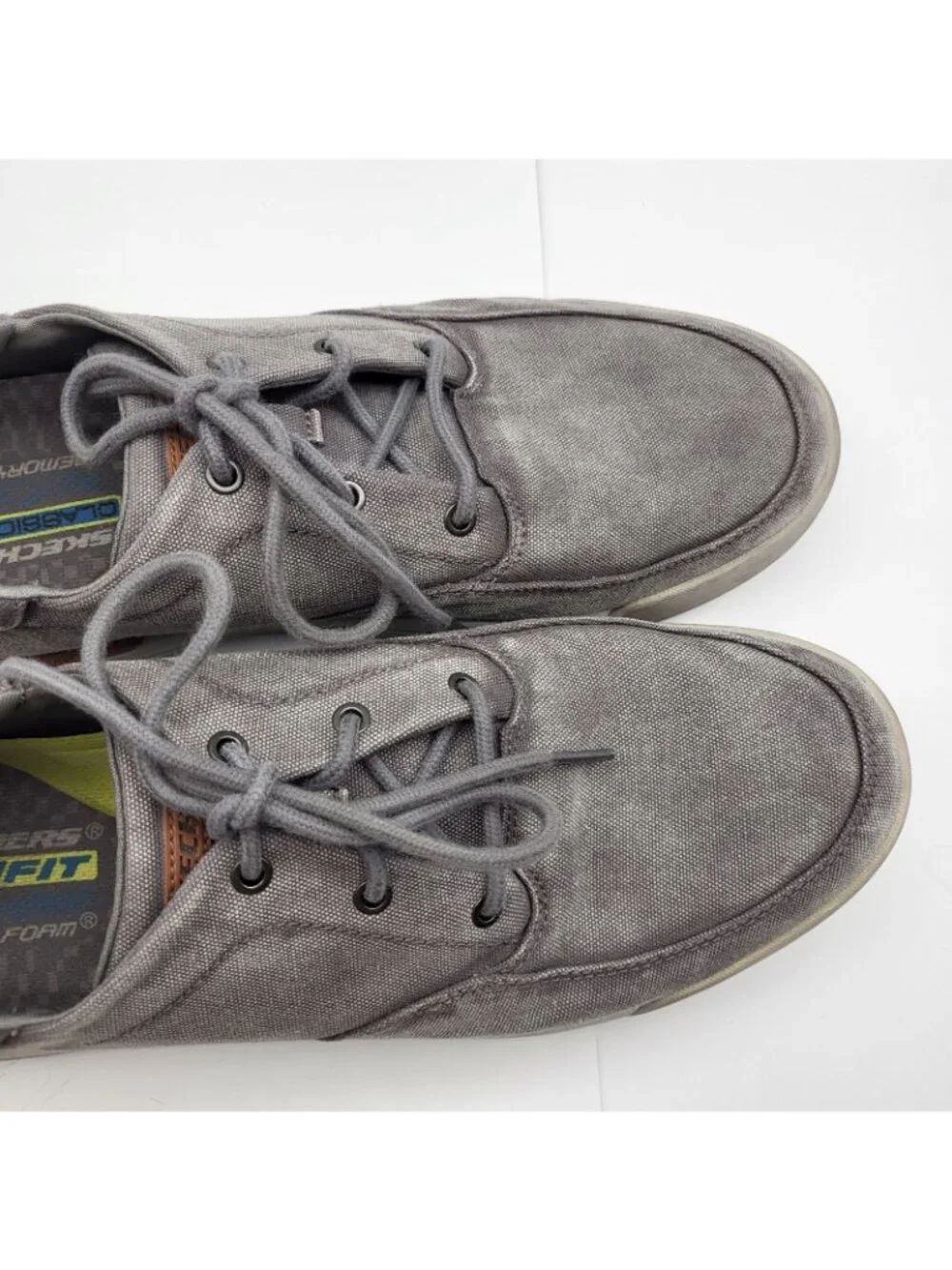 Skechers USA Men's 10.5 Gray Brewer Portero Oxford  Arch Support Canvas Cooling